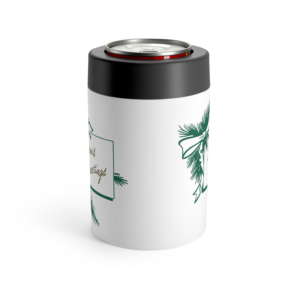 Season's Greetings Mid Century Retro Christmas Print Stainless Steel Can Holder