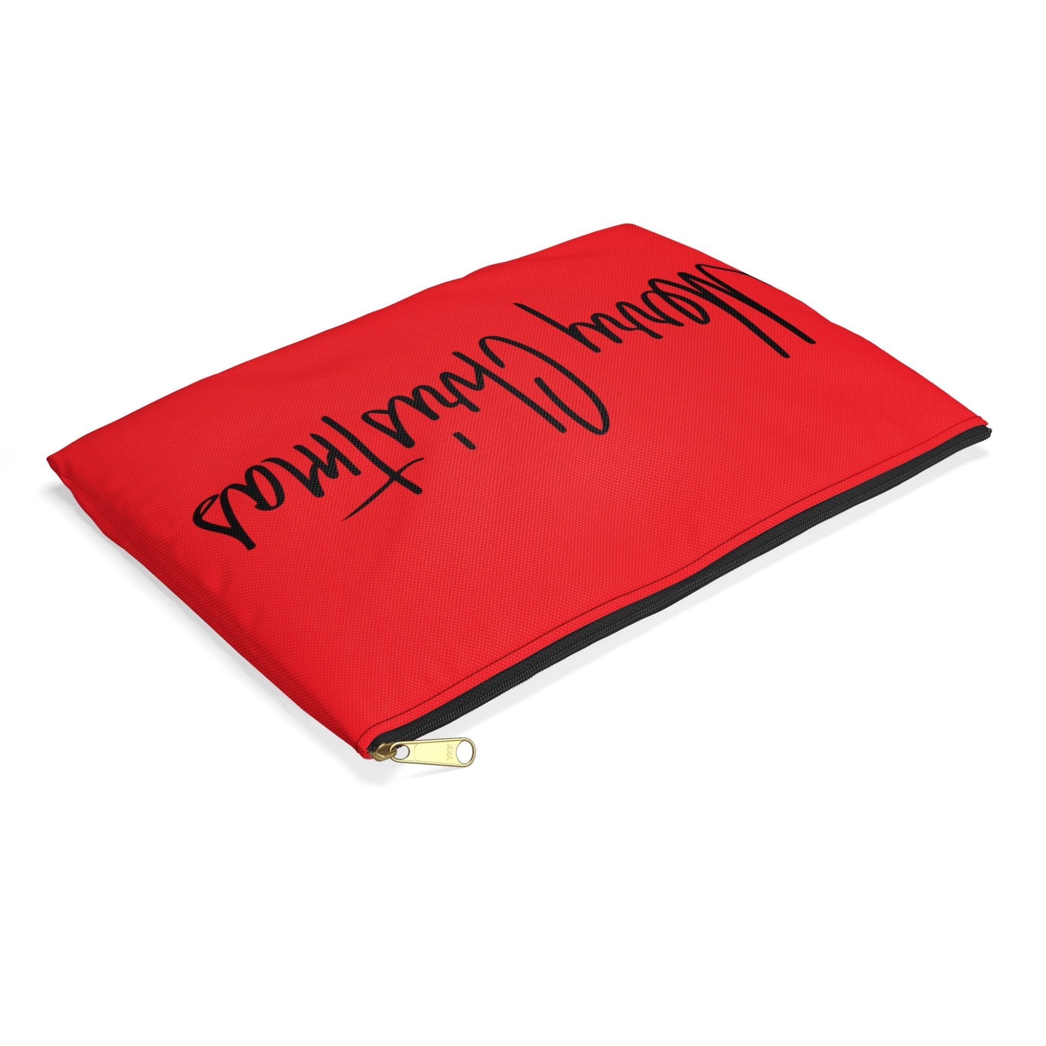 Merry Christmas Red Mid Century Retro Christmas Print Polyester Accessory Travel Pouch