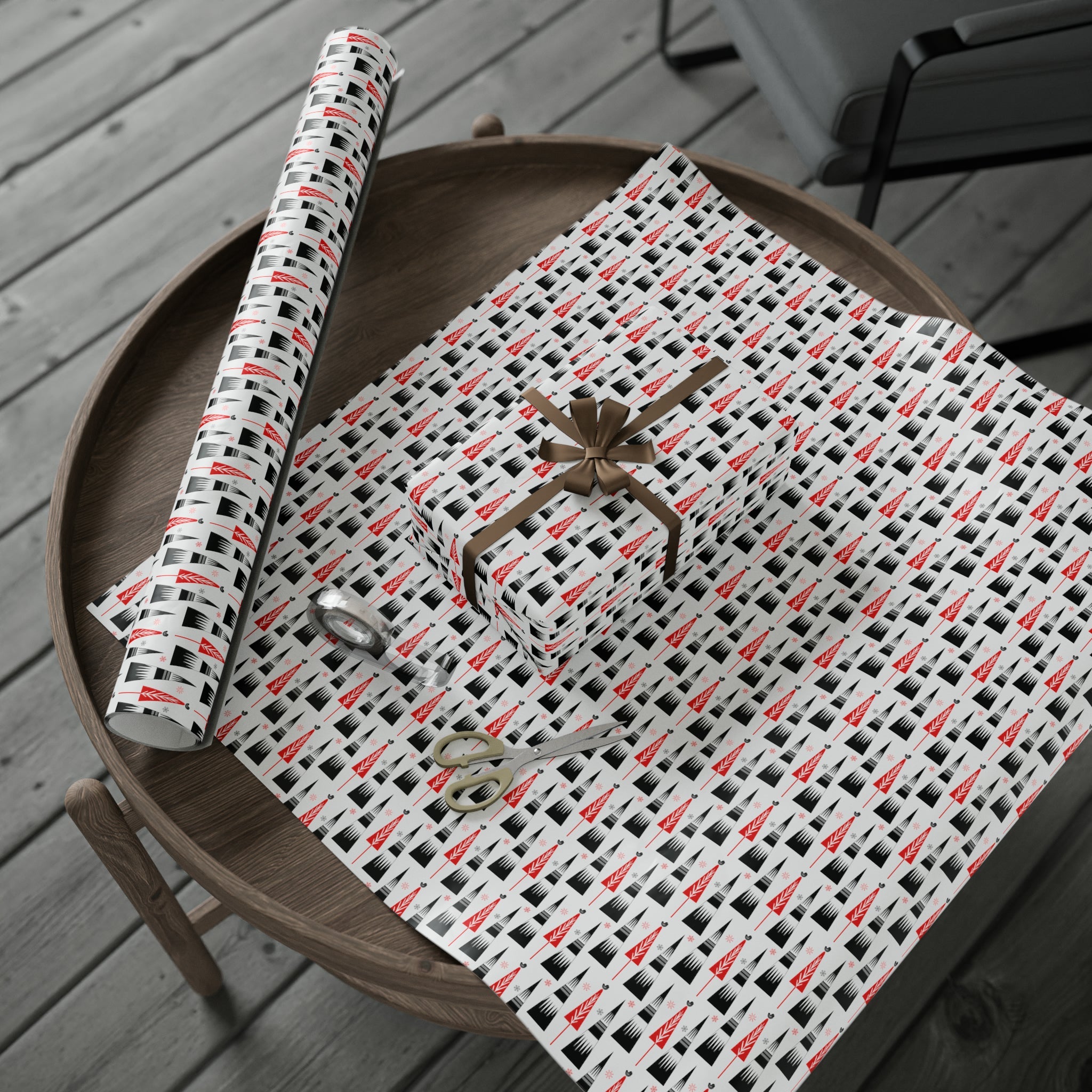Retro Christmas Trees Mid Century Retro Christmas Print Holiday Gift Wrap Paper - Glossy Or Matte
