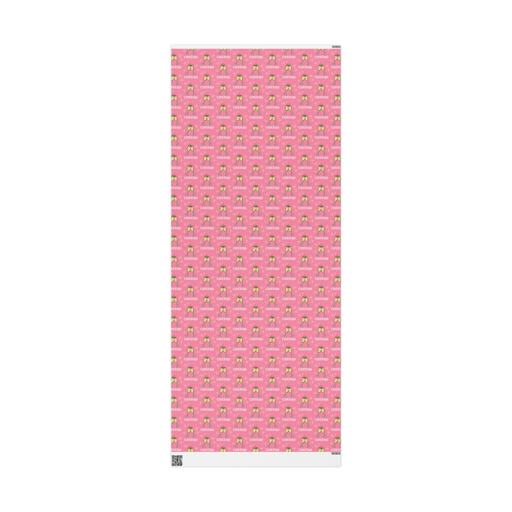 Cheers Champagne Pink Atomic Retro Style Congratulations Gift Wrap Paper - Glossy Or Matte