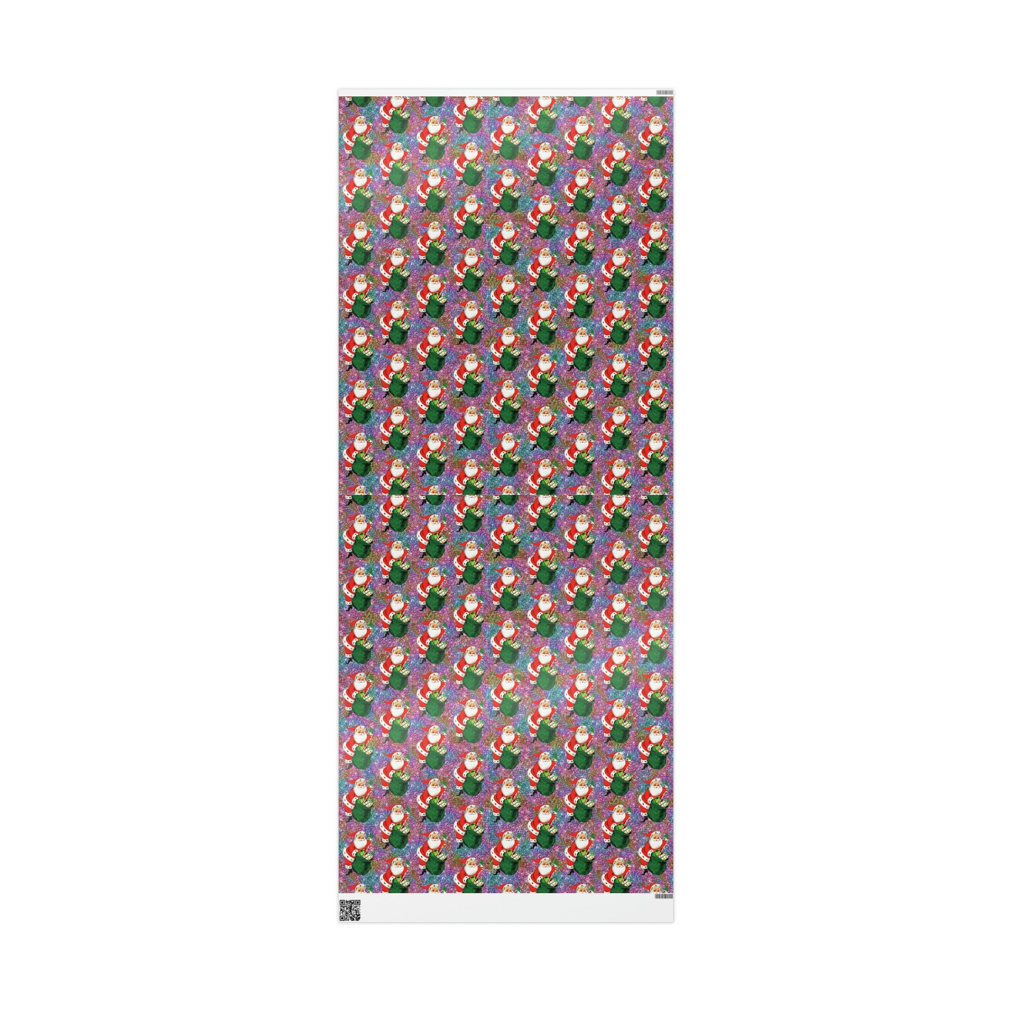 Santa With His Sack Of Presents Glitter Background Mid Century Retro Christmas Print Holiday Gift Wrap Paper - Glossy Or Matte