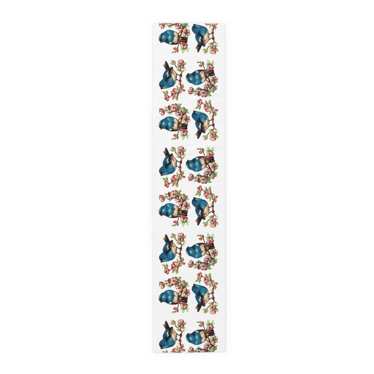 Bluebirds Retro Print Spring Home Decor Cotton Poly Table Runner