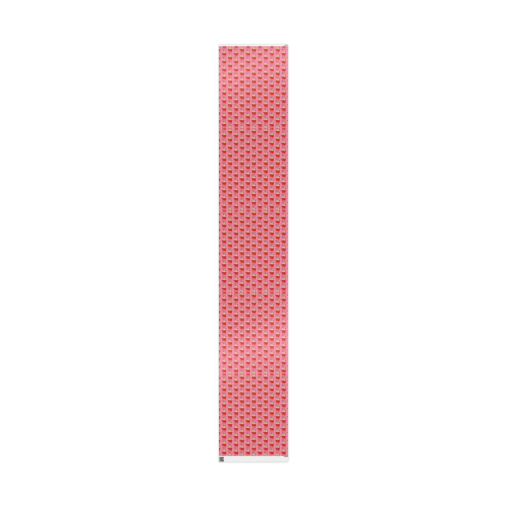 Christmas Wishes Santa In Chimney Pink Mid Century Retro Christmas Style Holiday Gift Wrap Paper - Glossy Or Matte