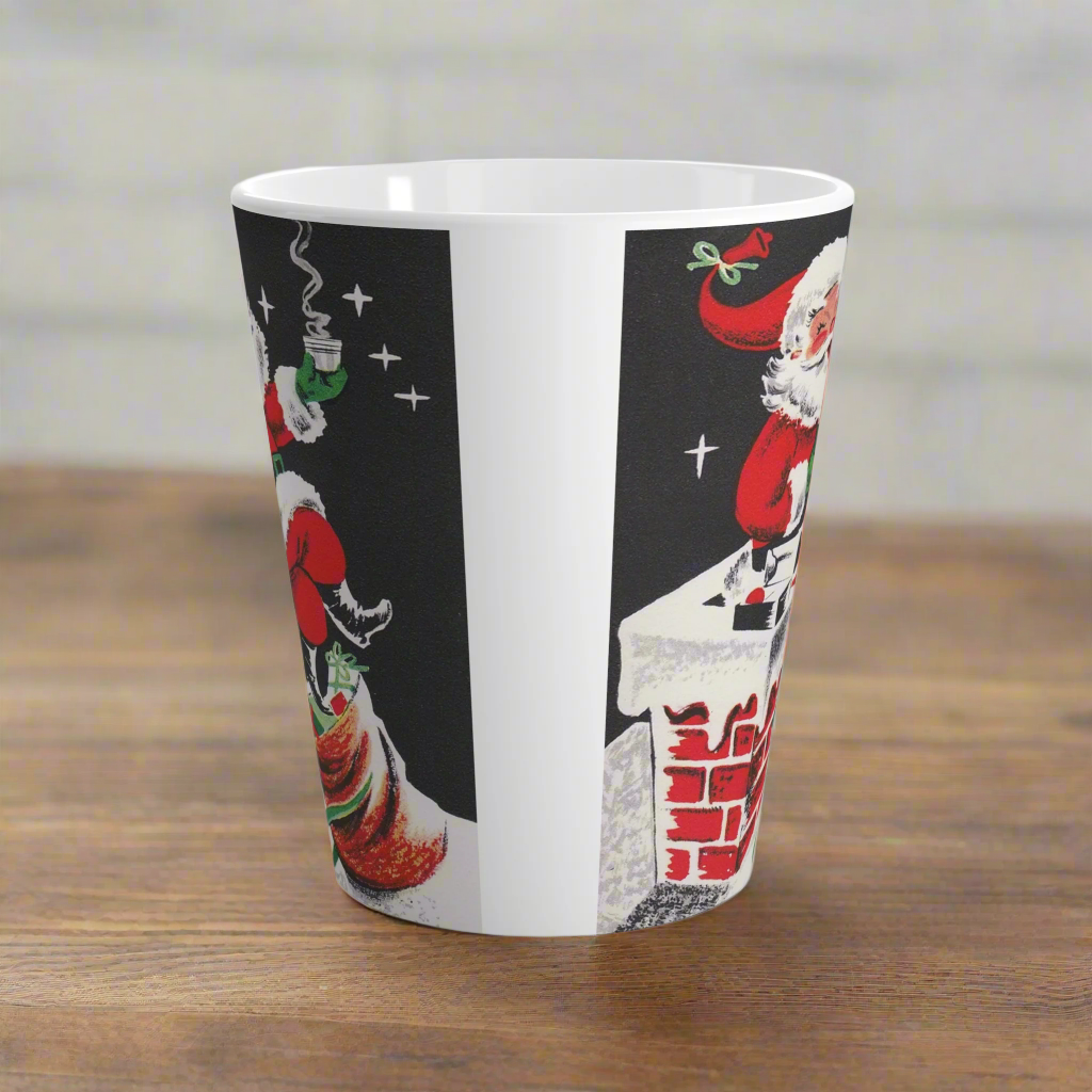 Santa On Chimney Midcentury Retro Christmas Latte Coffee Mug