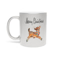 Merry Christmas Mid Century Retro Reindeer Print Silver Metallic Mug