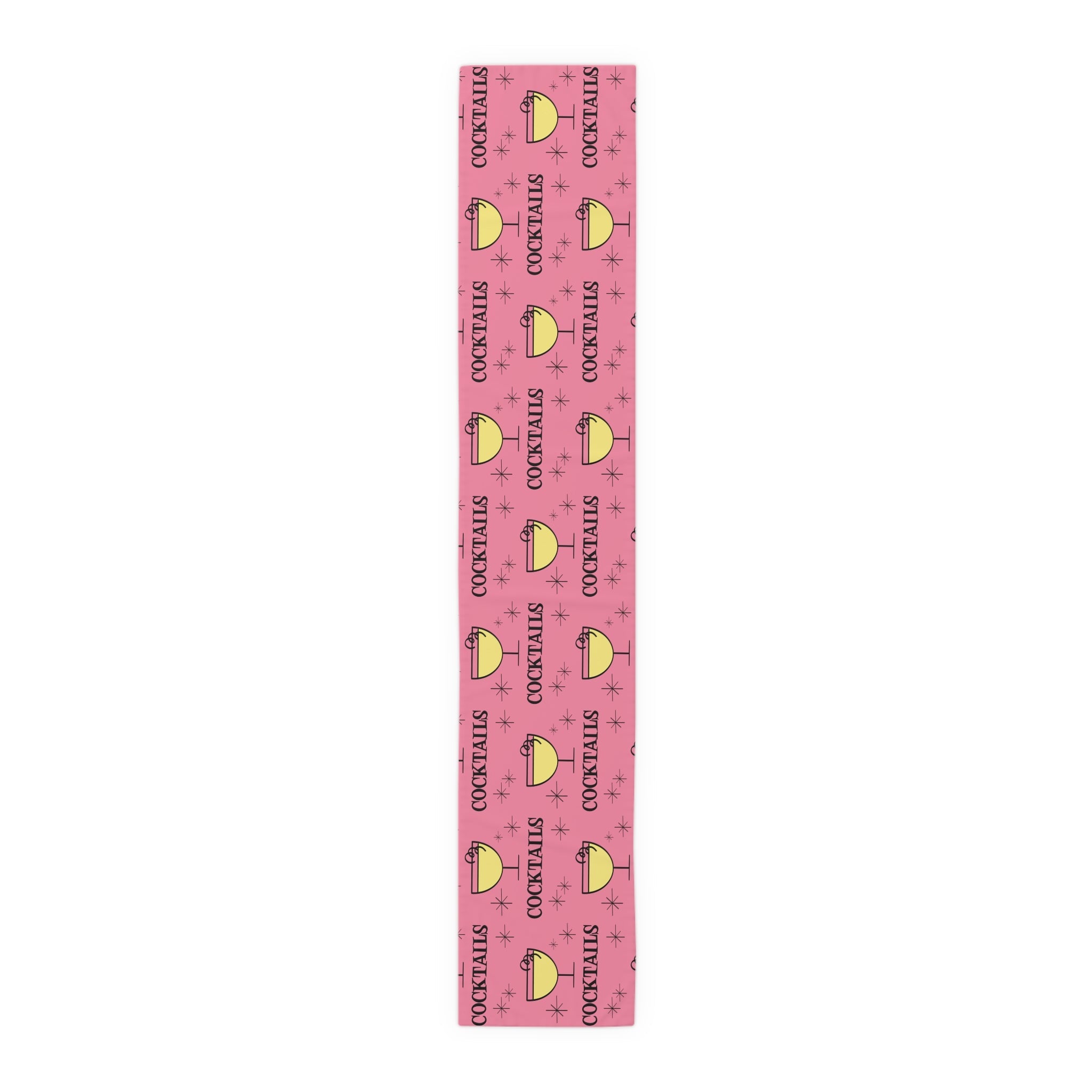 Cocktails Pink Atomic Mid Century Retro Style Design Cotton Poly Table Runner