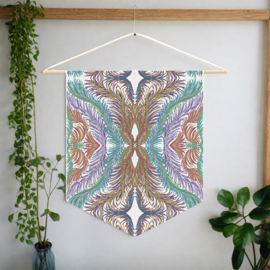Space Feathers Mosaic Caden Caraco Art Print Wall Hanging Banner Flag