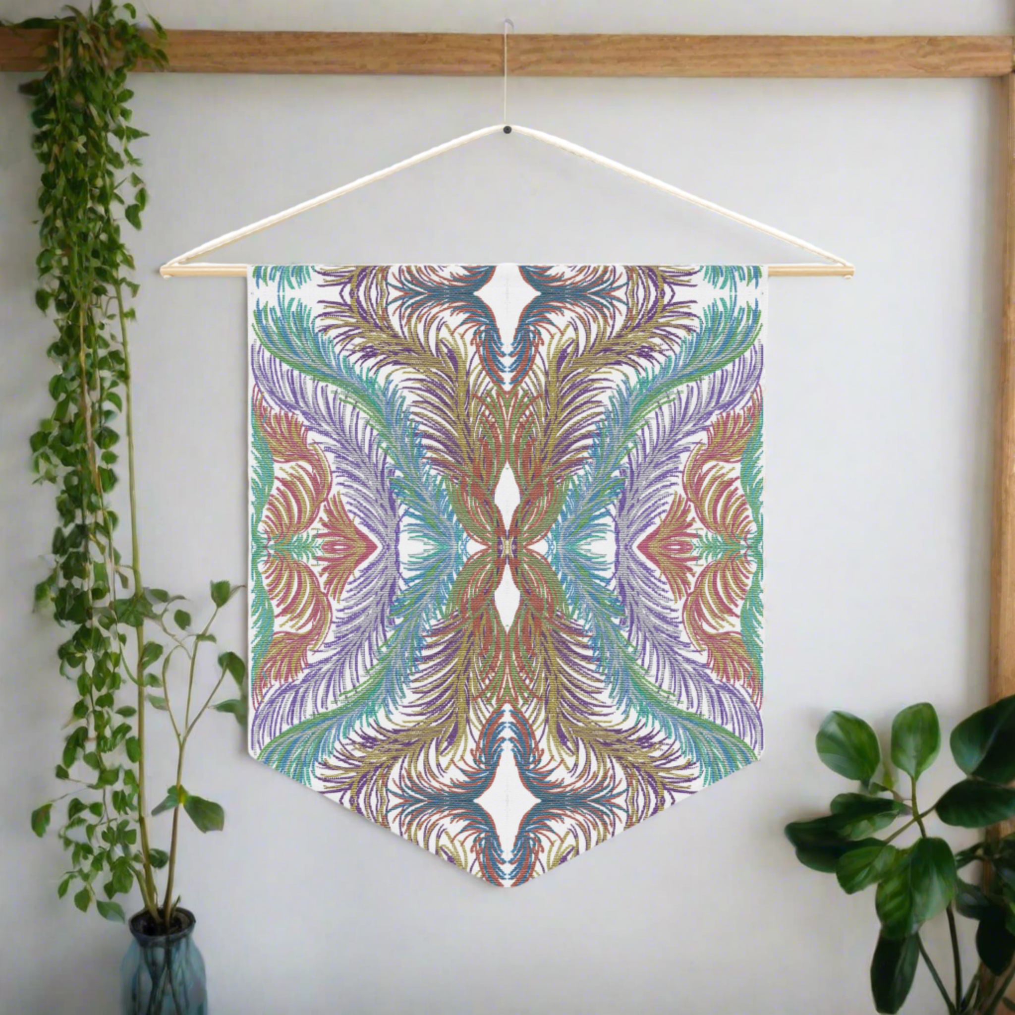 Space Feathers Mosaic Caden Caraco Art Print Wall Hanging Banner Flag