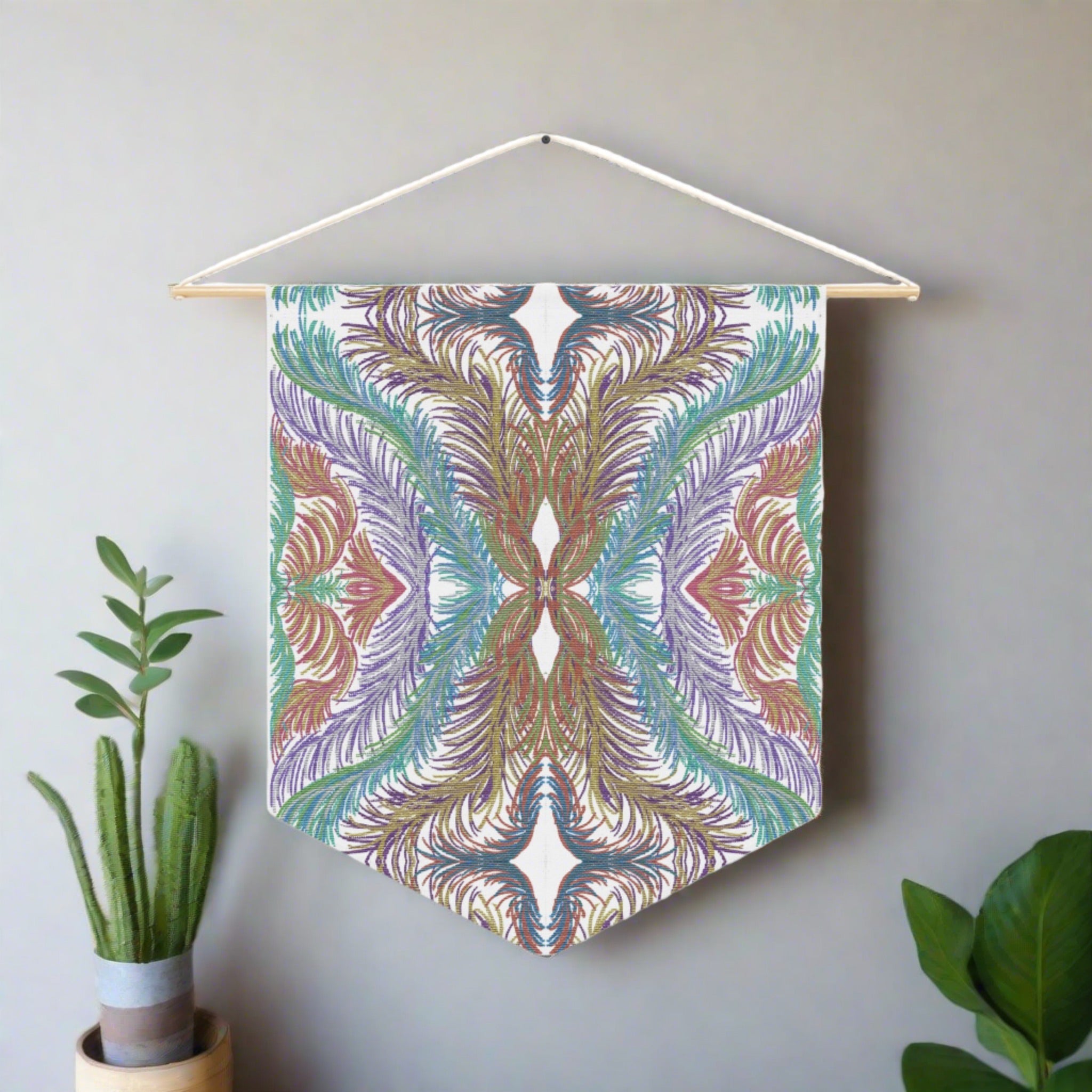 Space Feathers Mosaic Caden Caraco Art Print Wall Hanging Banner Flag