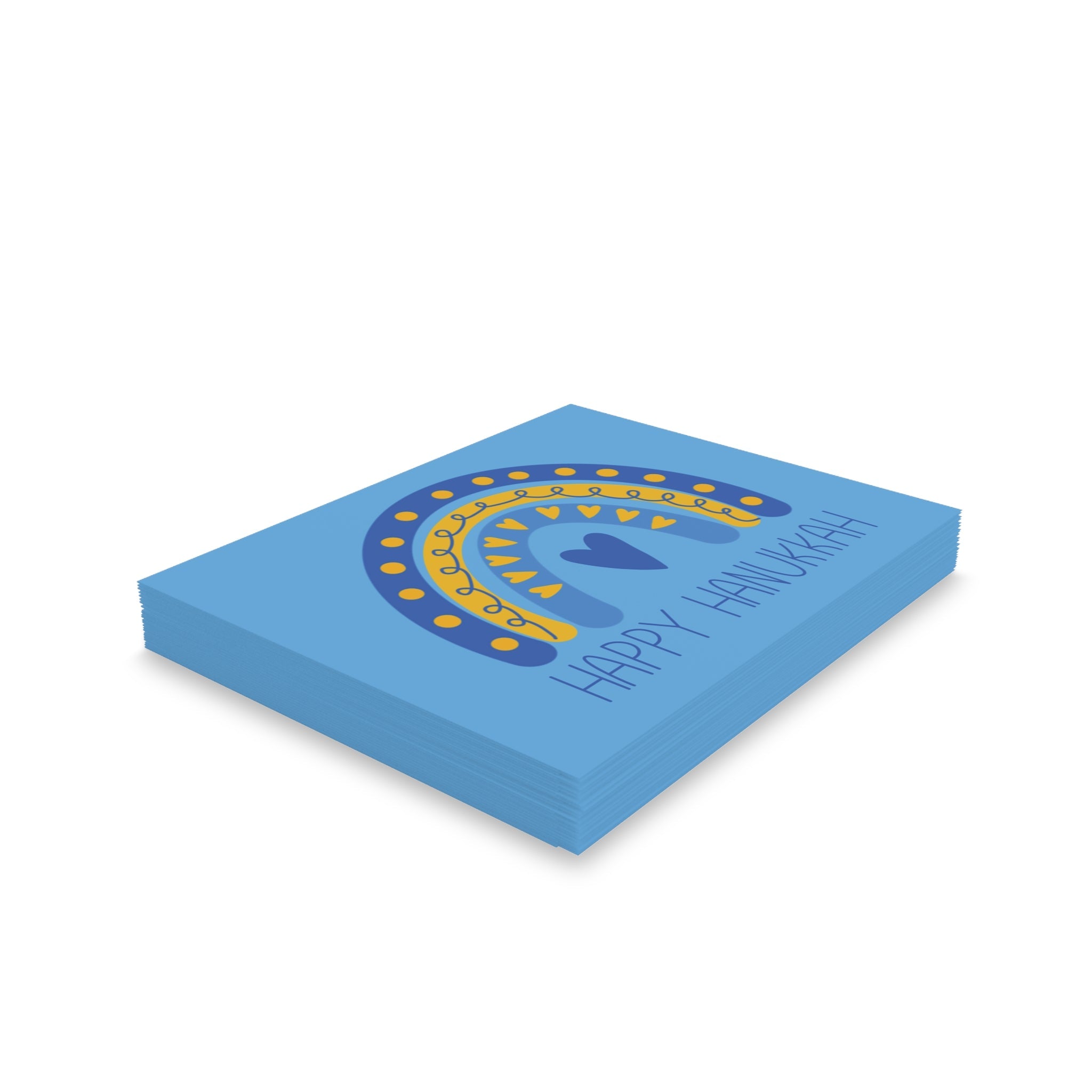 Happy Hanukkah Boho Rainbow Retro Style Matte Greeting Cards (8, 16, and 24 pcs)