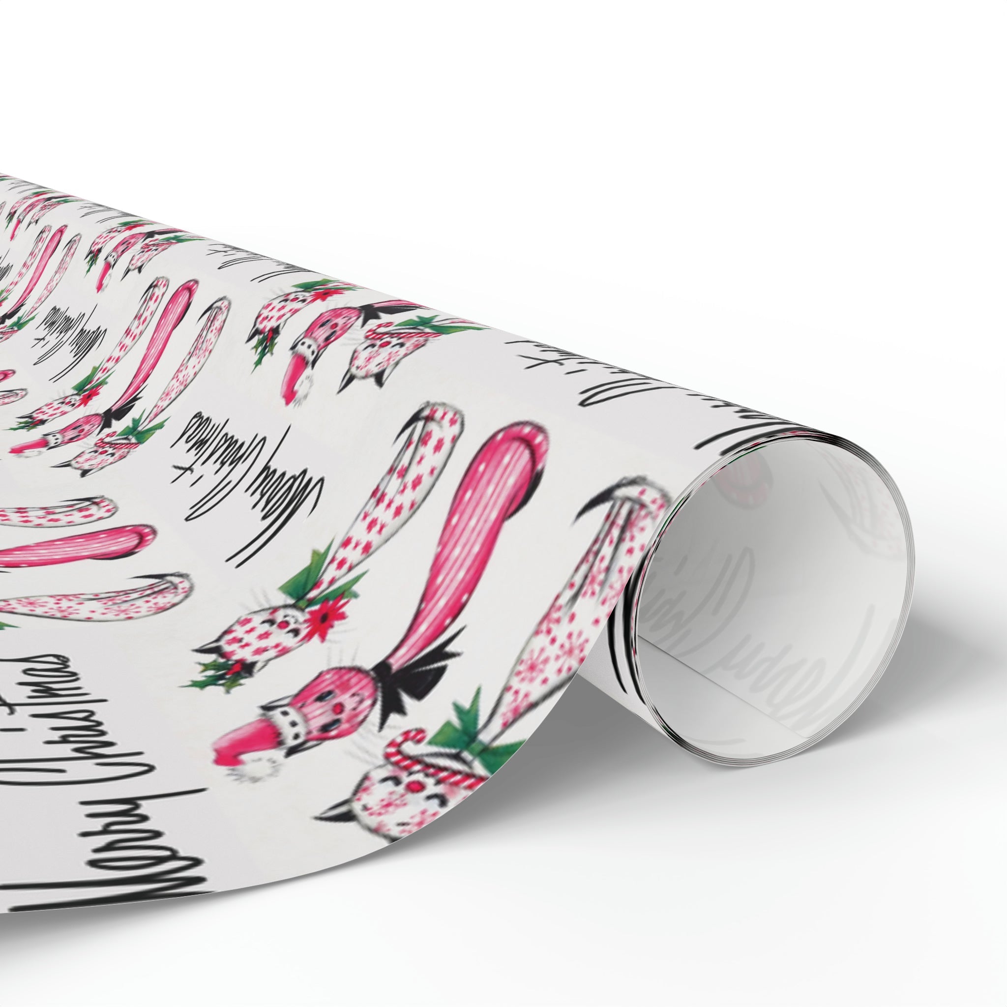 Merry Christmas Cats Mid Century Retro Christmas Print Holiday Gift Wrap Paper - Glossy Or Matte