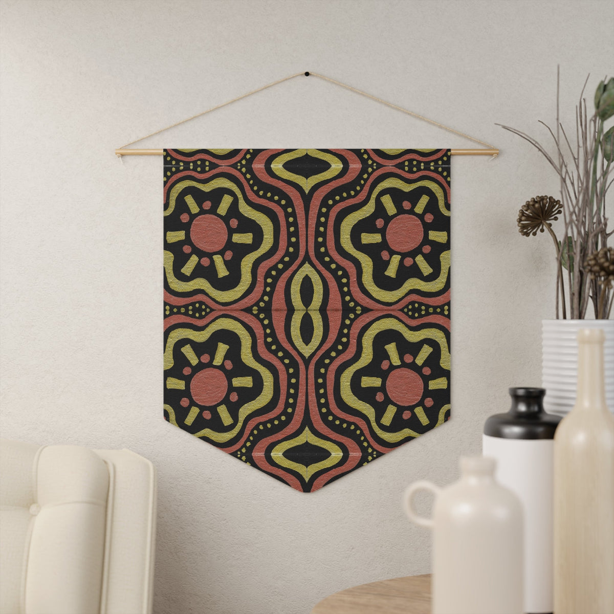 Copper Golden Suns Mosaic Caden Caraco Art Print Wall Hanging Banner Flag