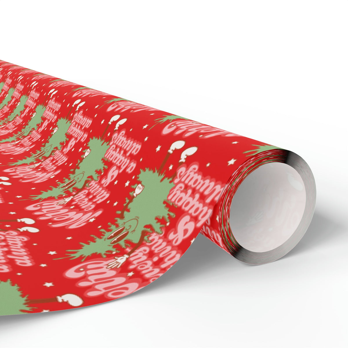 Merry Everything And Happy Always Cute Christmas Tree Retro Style Christmas Holiday Gift Wrap Paper - Glossy Or Matte