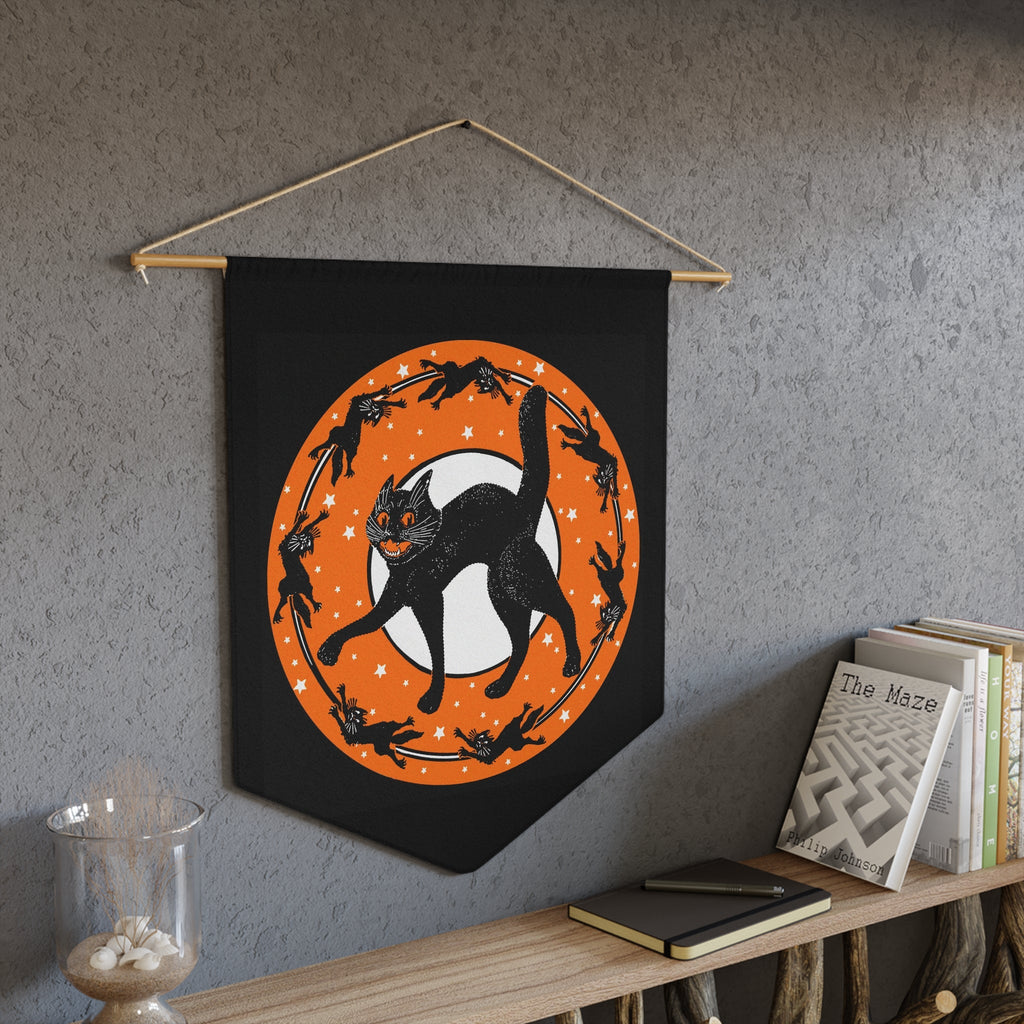 Black Cats Retro Halloween Print Decor Print Wall Hanging Banner Flag