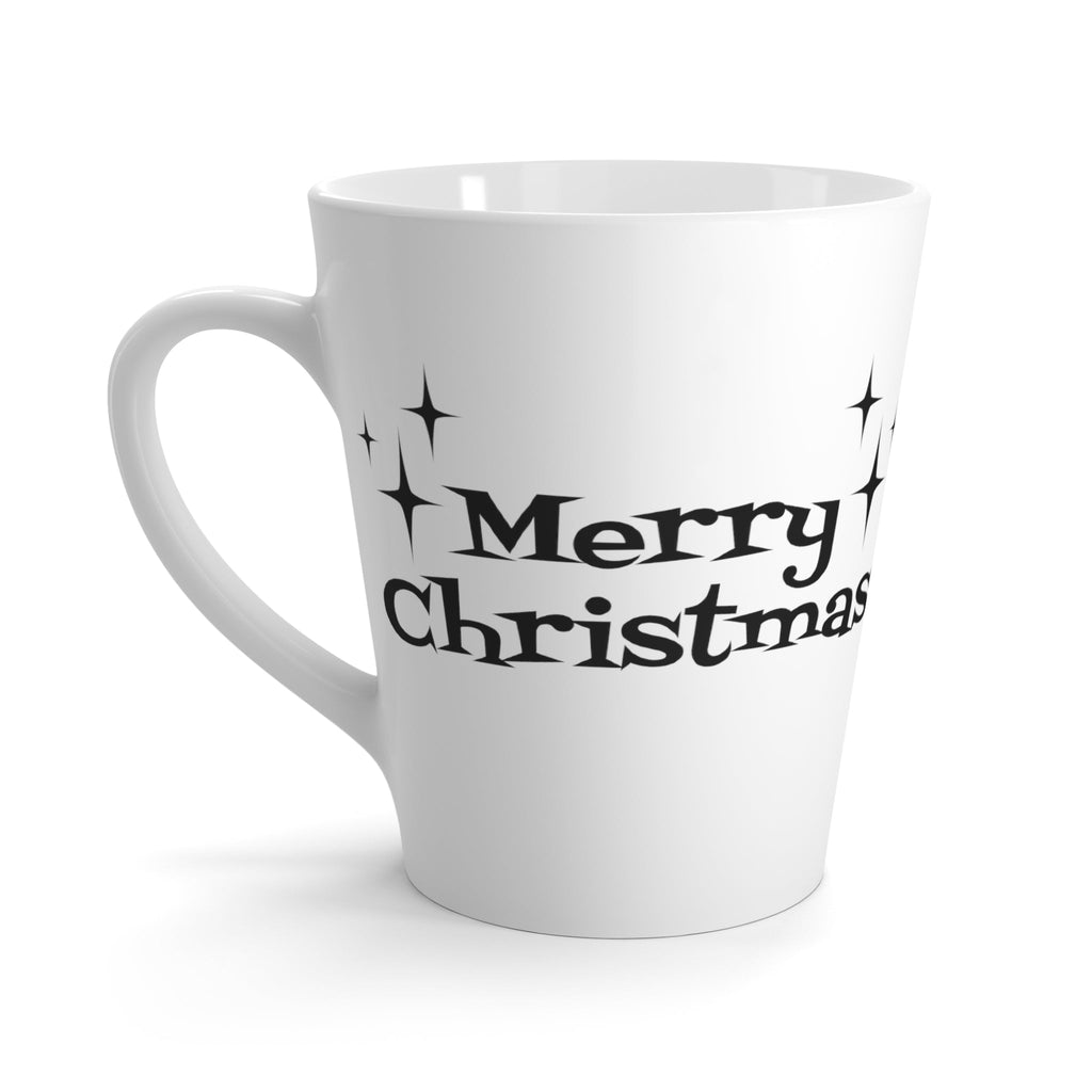 Merry Christmas White And Black Atomic Mid Century Retro Style Latte Mug