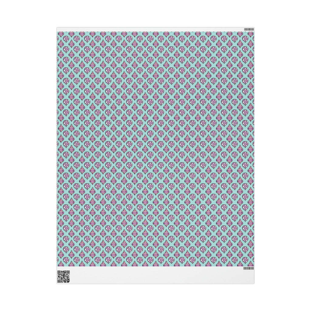 Pink Purple Ornaments Teal Christmas Print Holiday Gift Wrap Paper - Glossy Or Matte