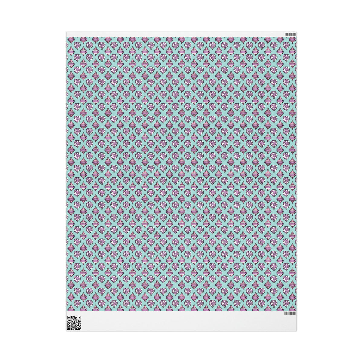 Pink Purple Ornaments Teal Christmas Print Holiday Gift Wrap Paper - Glossy Or Matte