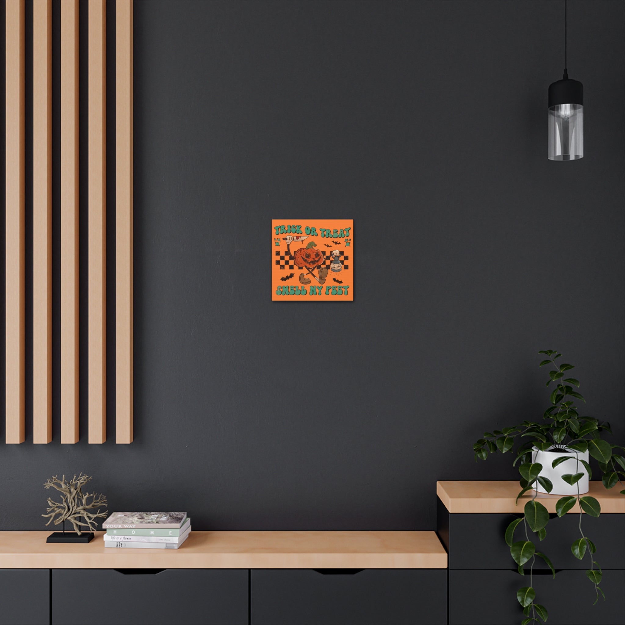 Trick Or Treat Smell My Feet Halloween Jack O Lantern Print Canvas Gallery Wrap