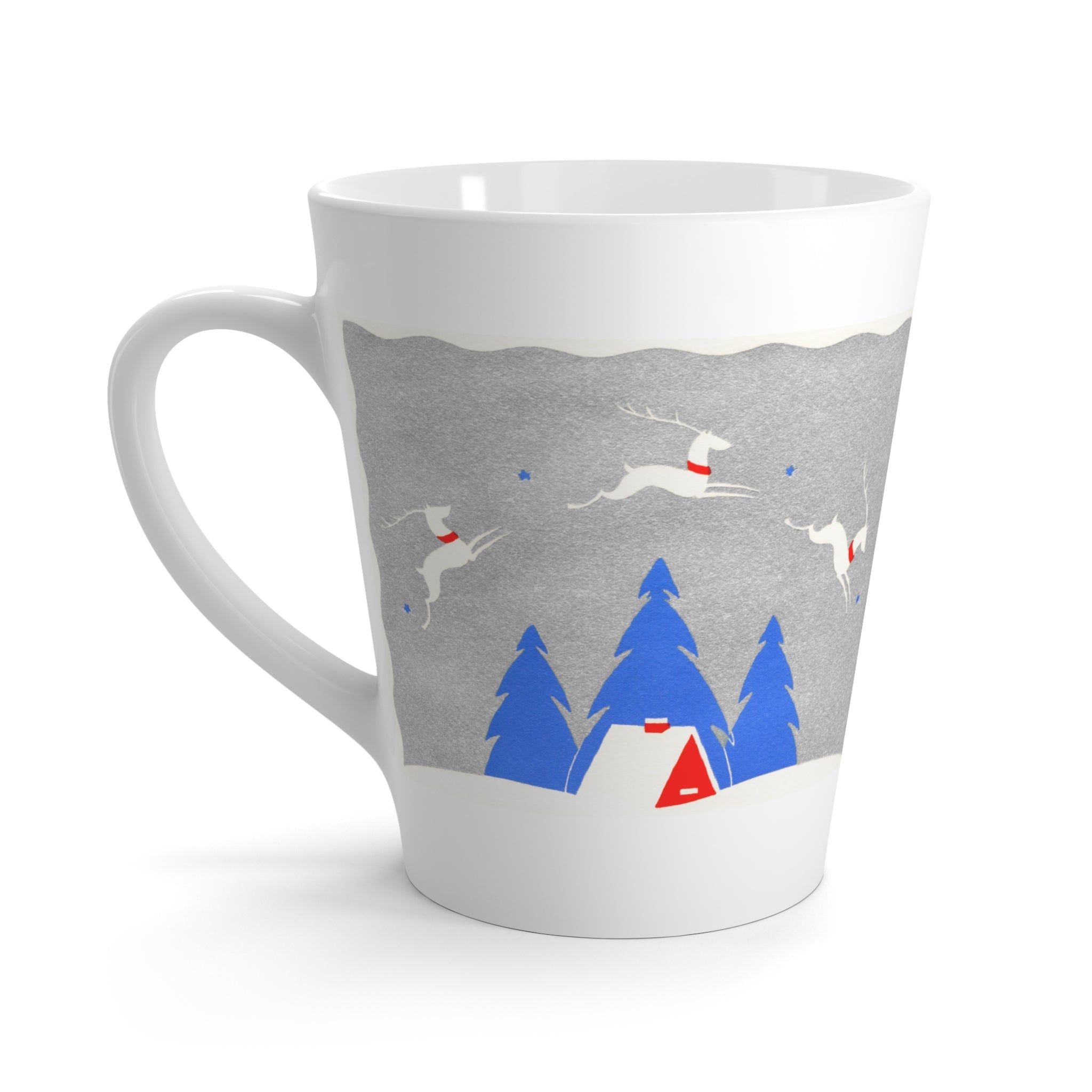 Reindeer Cozy Home Mid Century Retro Christmas Print Latte Mug