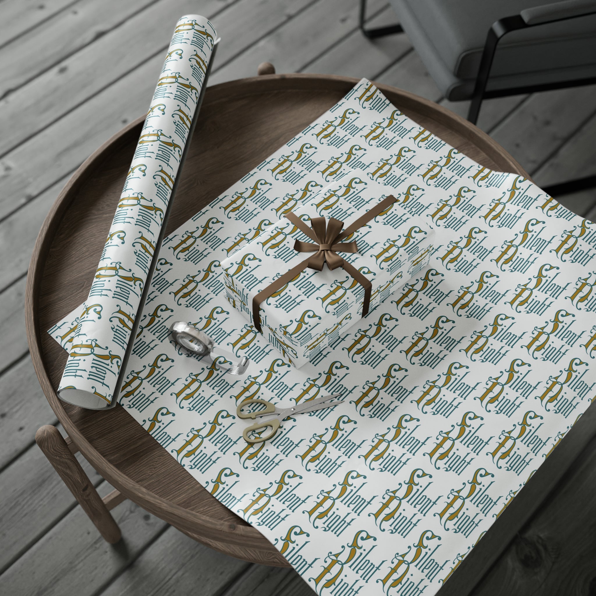 Silent Night Retro Style Christmas Holiday Gift Wrap Paper - Glossy Or Matte