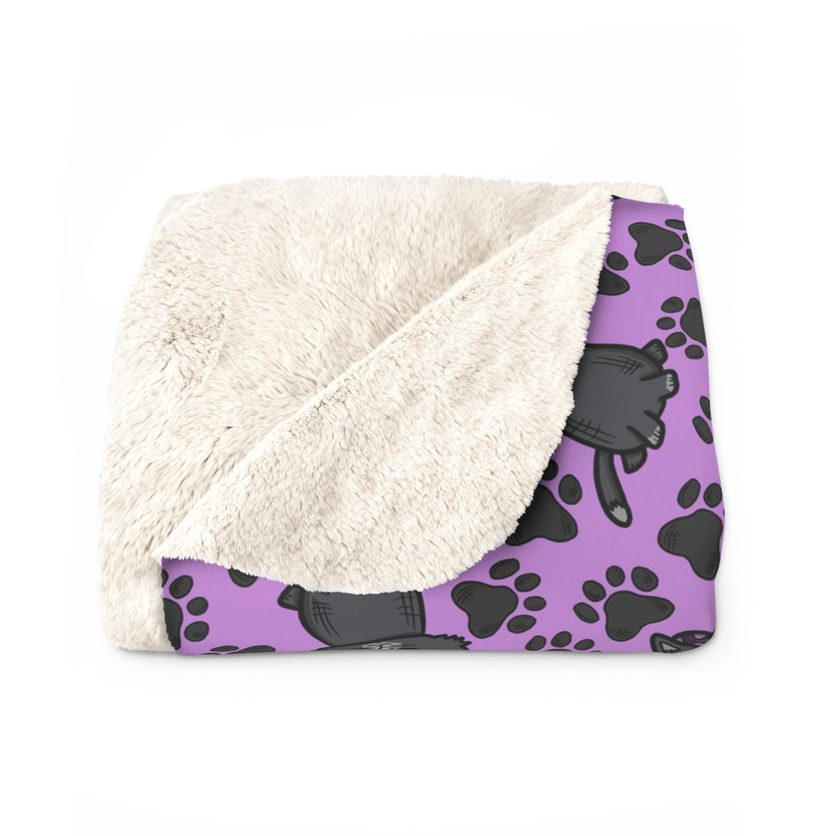 Witchy Kitties Purple Halloween Sherpa Fleece Blanket