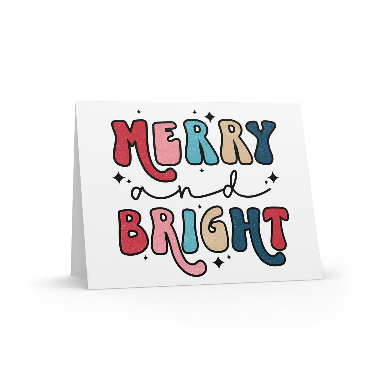 Merry And Bright Christmas Print Matte Greeting Cards (8, 16, and 24 pcs)