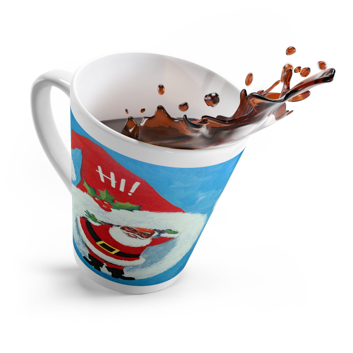 Hi Winking Santa Mid Century Retro Christmas Print Latte Mug