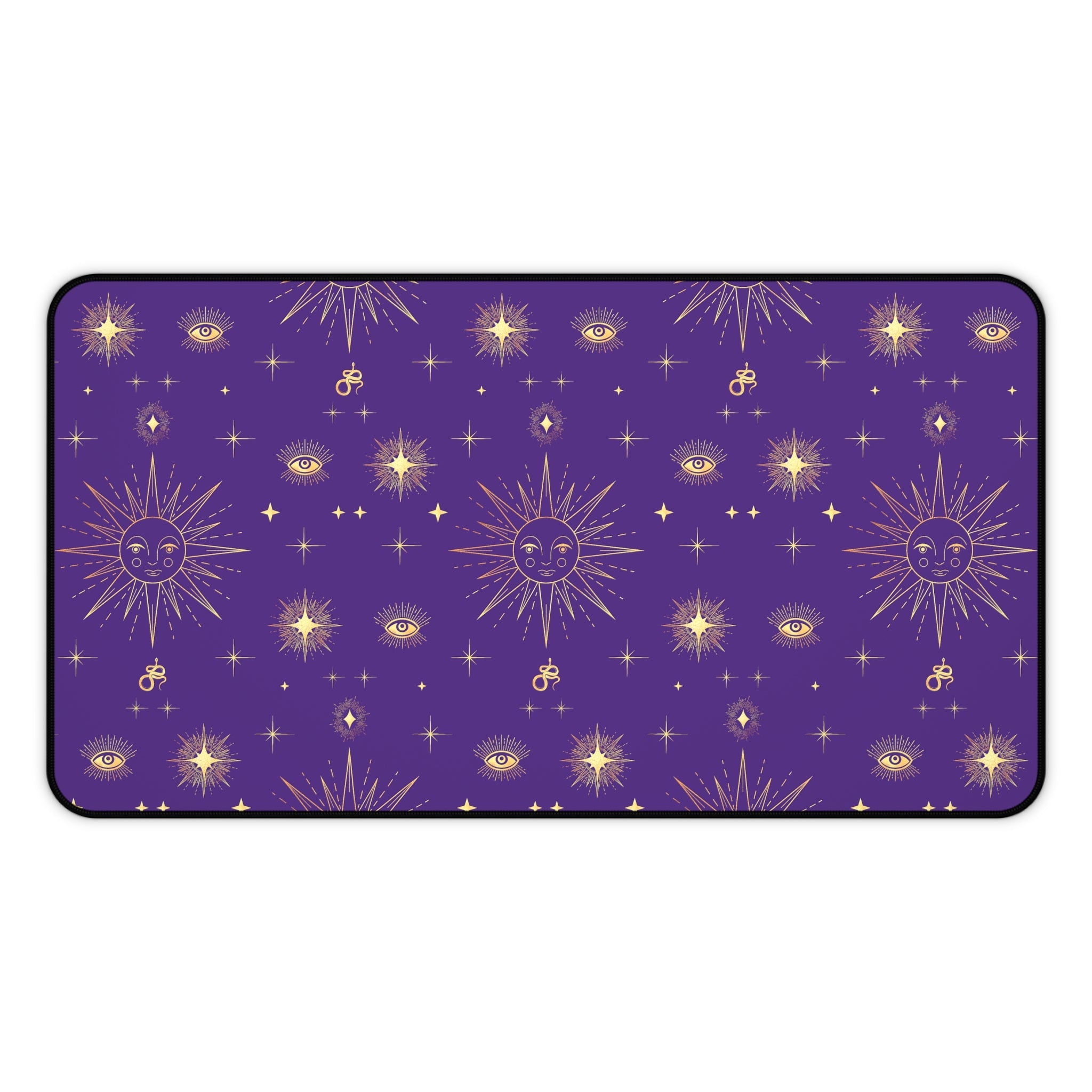 Celestial Gold Sun Stars Tarot Purple Desk Mat - 3 size options