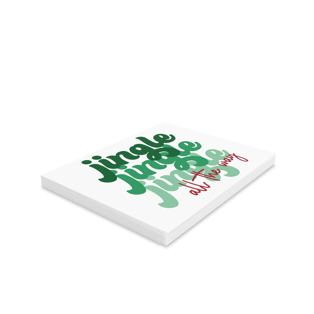 Jingle Jingle Jingle All The Way Christmas Retro Style Matte Greeting Cards (8, 16, and 24 pcs)