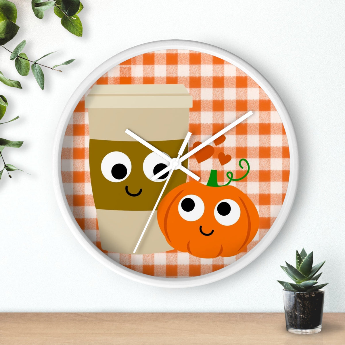 Pumpkin Spice Love White Wall Clock