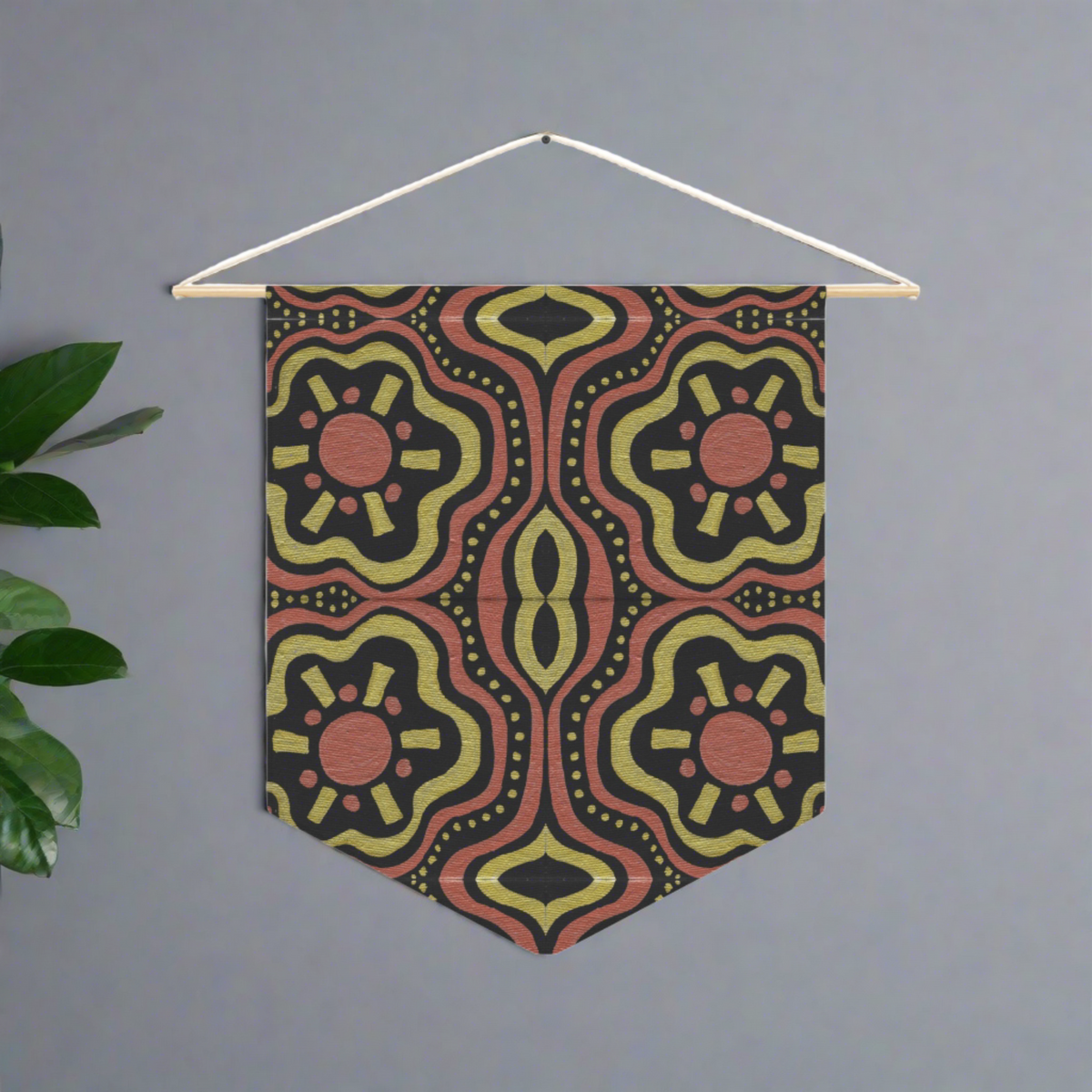 Copper Golden Suns Mosaic Caden Caraco Art Print Wall Hanging Banner Flag