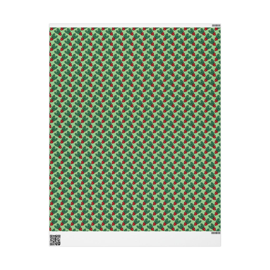 Cute Christmas Holly Christmas Print Holiday Gift Wrap Paper - Glossy Or Matte