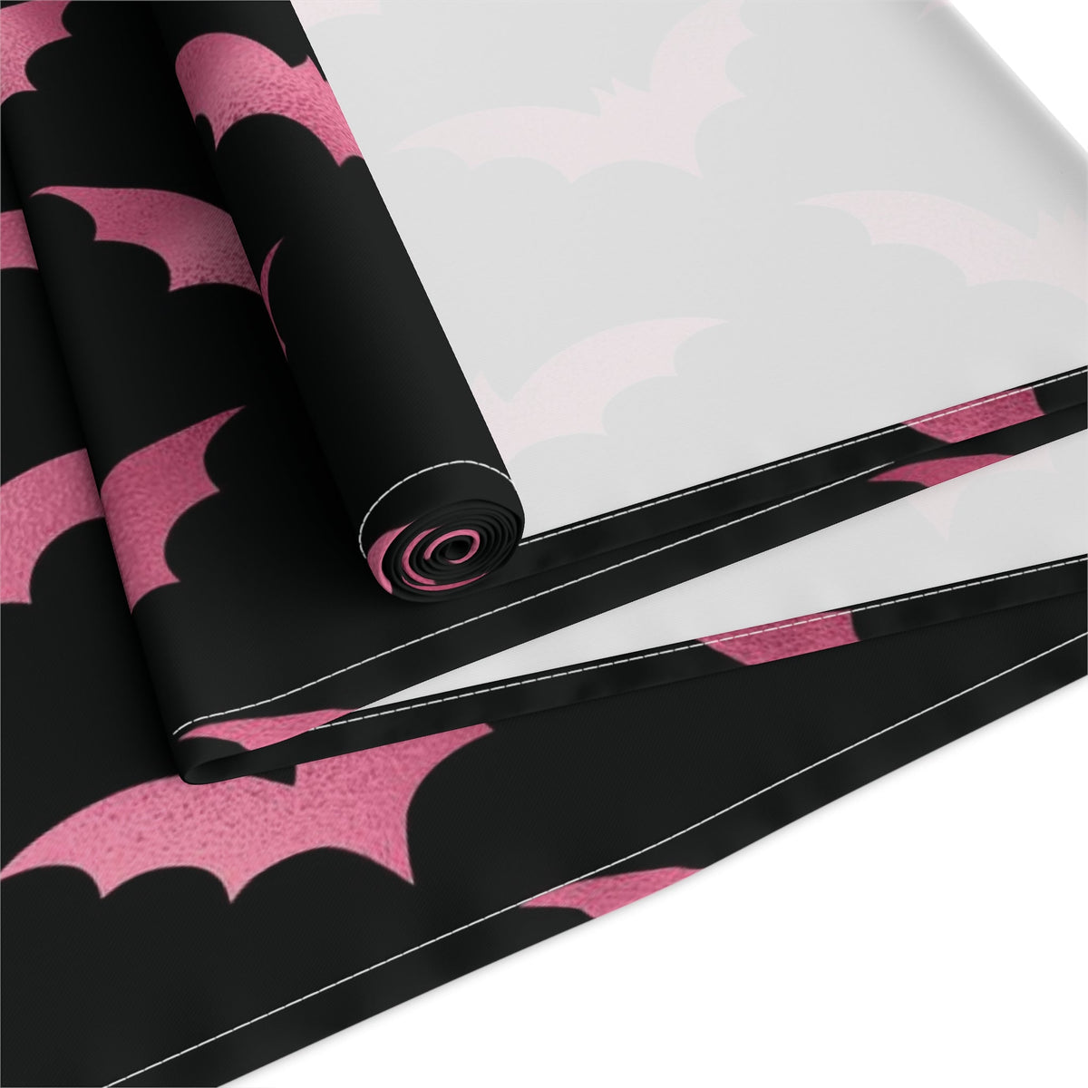 Pink Bats Halloween Decor Cotton Poly Table Runner