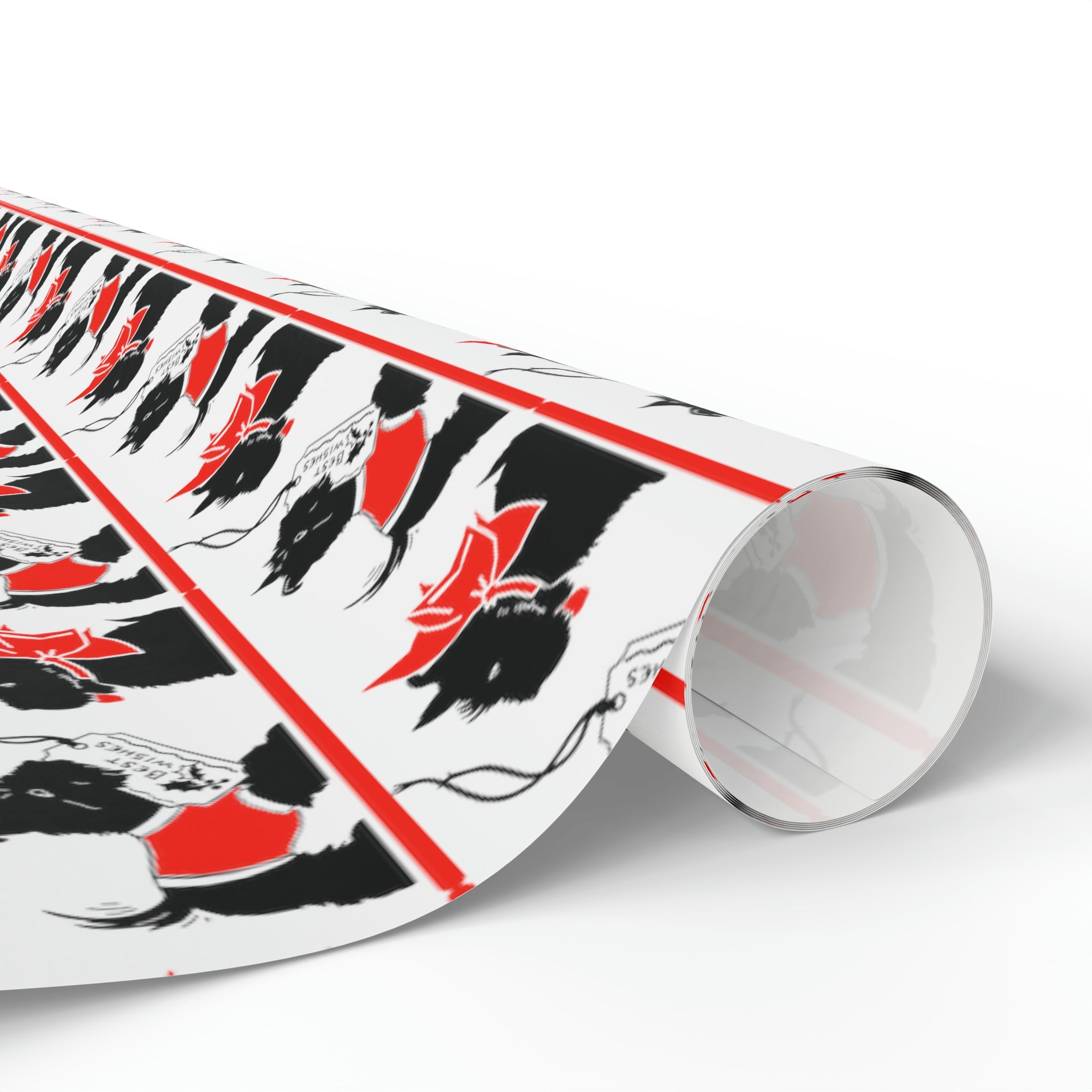 Best Wishes Christmas Scotties Mid Century Retro Christmas Print Holiday Gift Wrap Paper - Glossy Or Matte