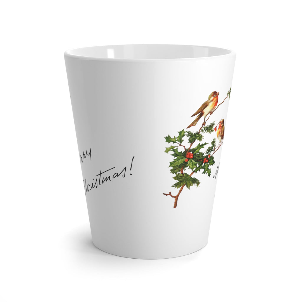 Merry Christmas Birds Mid Century Retro Print Latte Mug