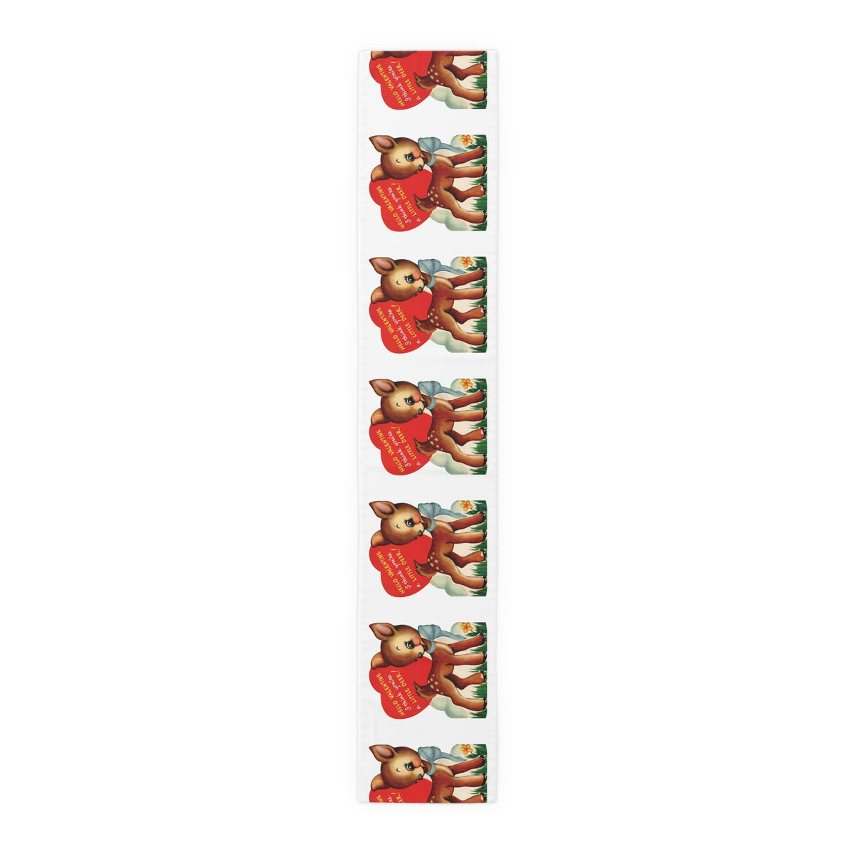 Retro Deer Valentine Table Runner - Adorable Print in Natural Cotton or Quick-Dry Polyester - 16"x72" or 16"x90" Sizes