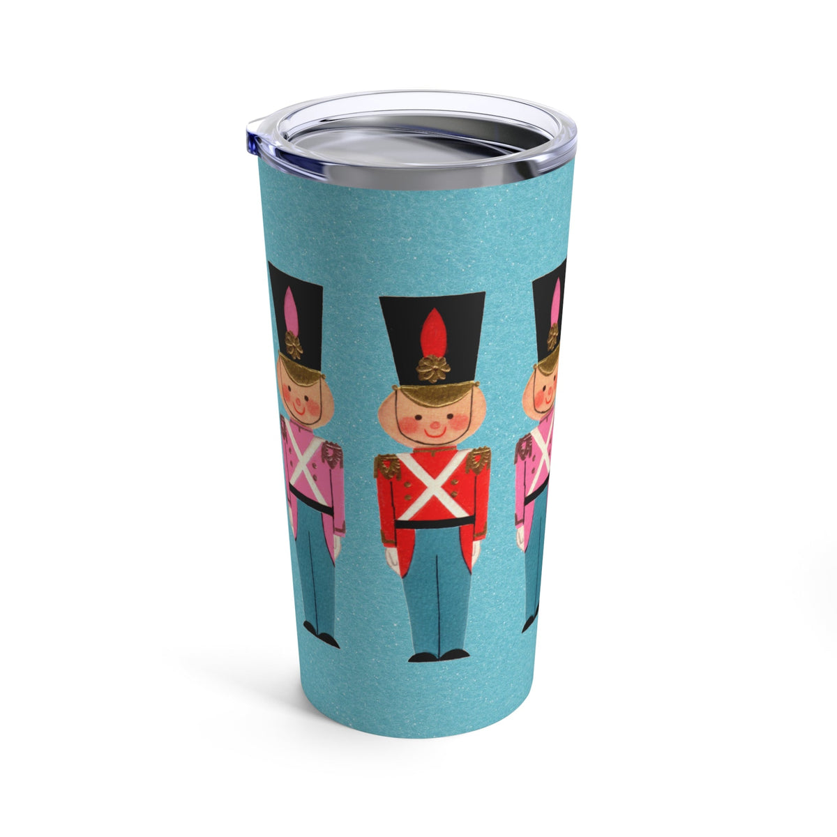 Christmas Toy Soldiers Mid Century Retro Blue Christmas Print Stainless Steel Tumbler 20oz