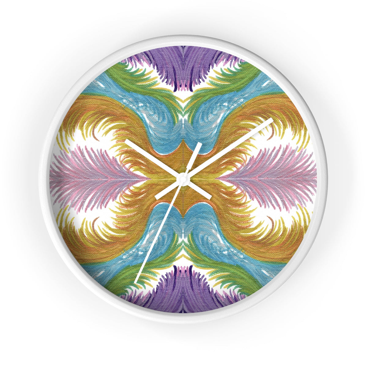 Lyran Feathers Caden Caraco White Wooden Silent Wall Clock