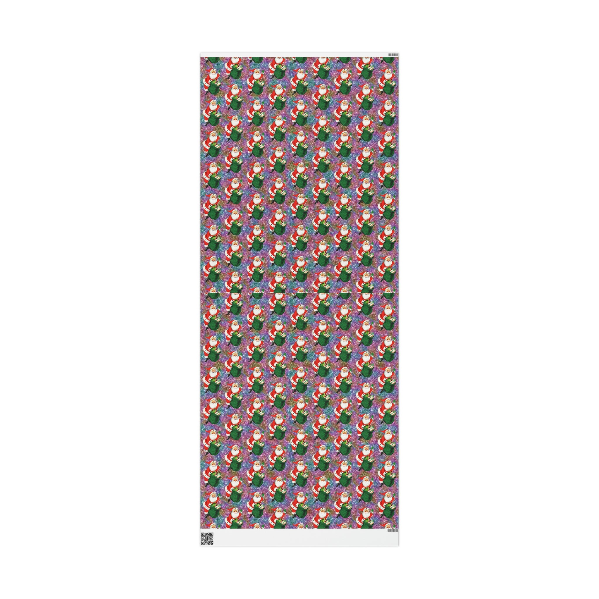 Santa With His Sack Of Presents Glitter Background Mid Century Retro Christmas Print Holiday Gift Wrap Paper - Glossy Or Matte