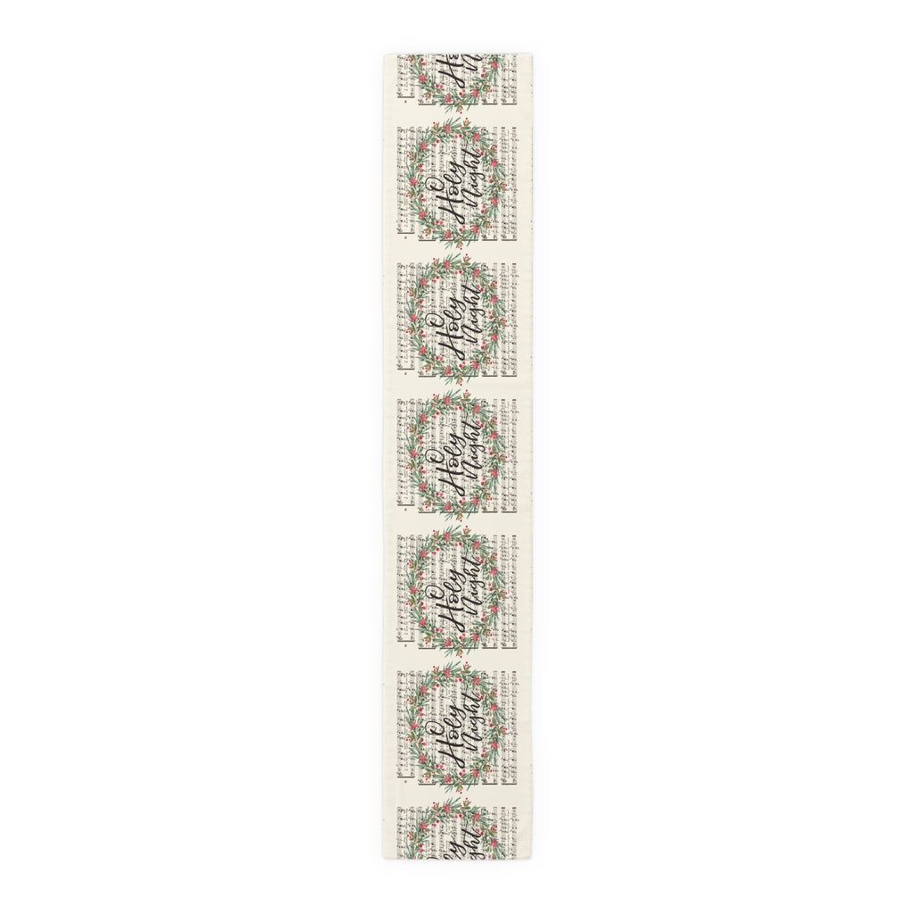 O Holy Night Wreath Retro Sheet Music Christmas Cotton Poly Table Runner