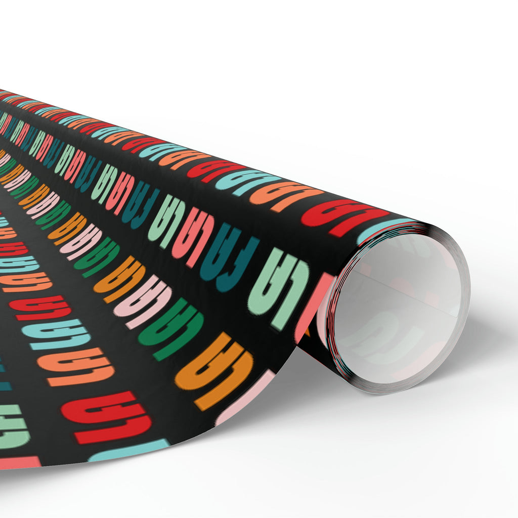 Fa La La La Black Retro Style Christmas Print Holiday Gift Wrap Paper - Glossy Or Matte
