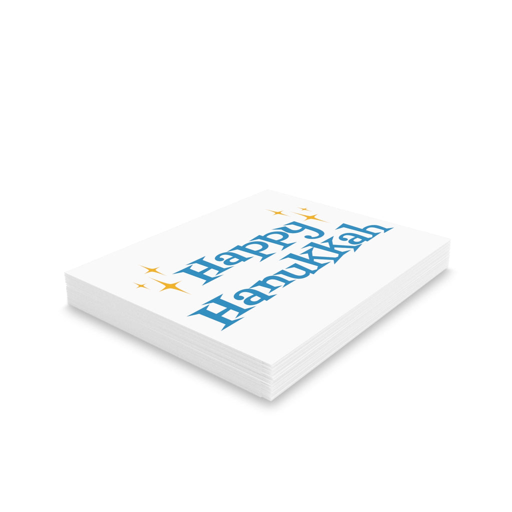 Happy Hanukkah Starburst Atomic Mid Century Retro Style Matte Greeting Cards (8, 16, and 24 pcs)
