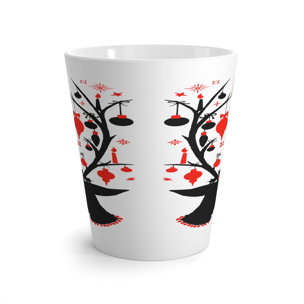 Reindeer With Ornaments Mid Century Retro Christmas Print Latte Mug