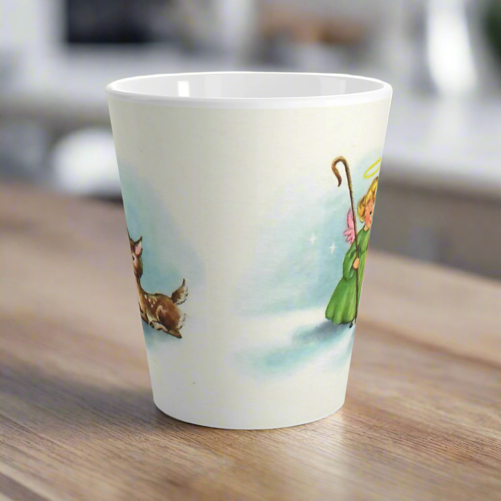Christmas Angel And Deer Mid Century Retro Christmas Latte Mug