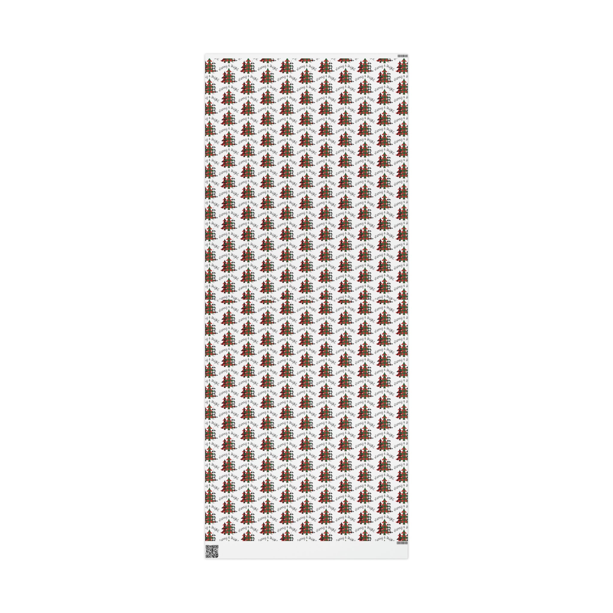 Merry And Bright Buffalo Checkered Trees Christmas Print Holiday Gift Wrap Paper - Glossy Or Matte