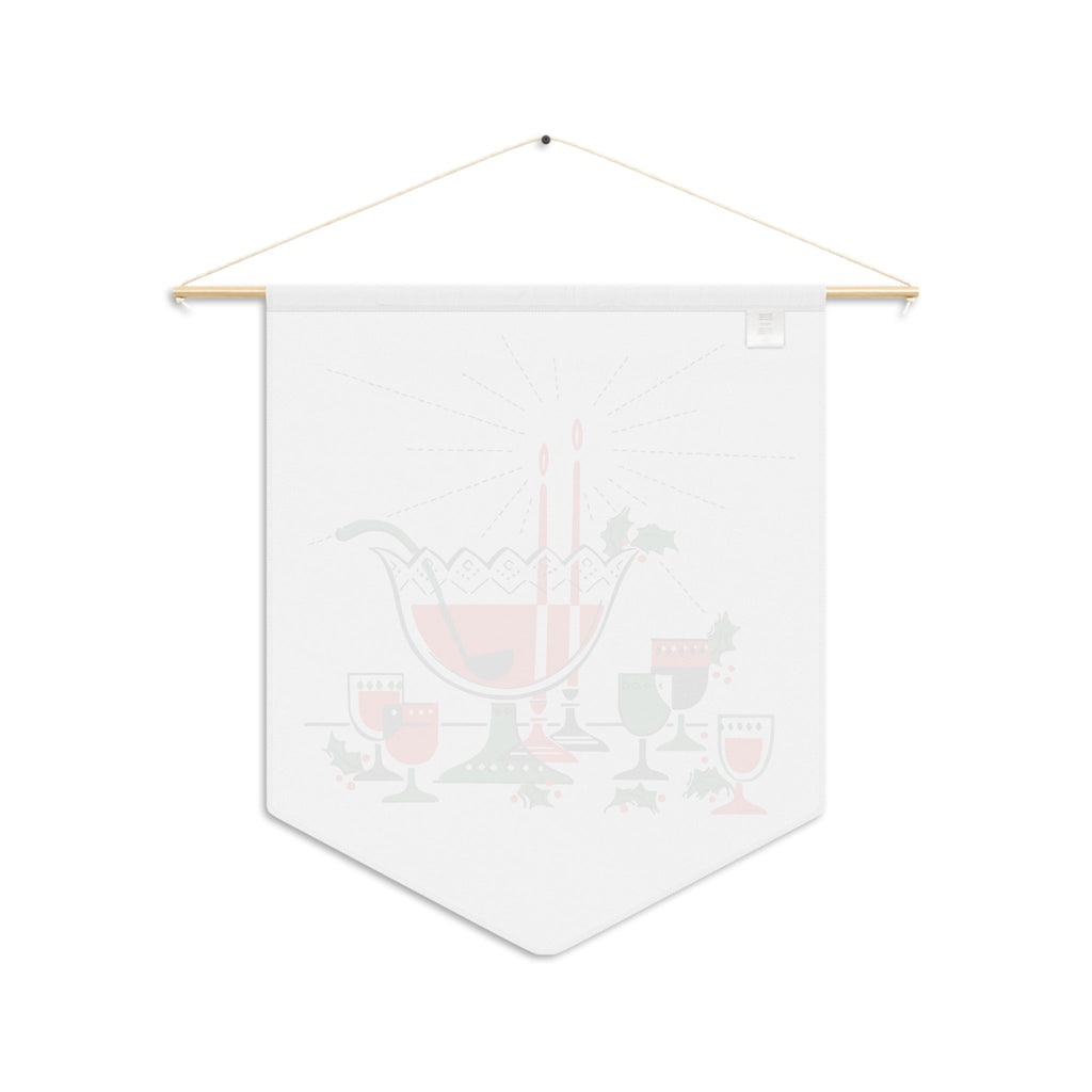 Christmas Cocktails Punchbown Mid Century Retro Christmas Print Wall Hanging Banner Flag