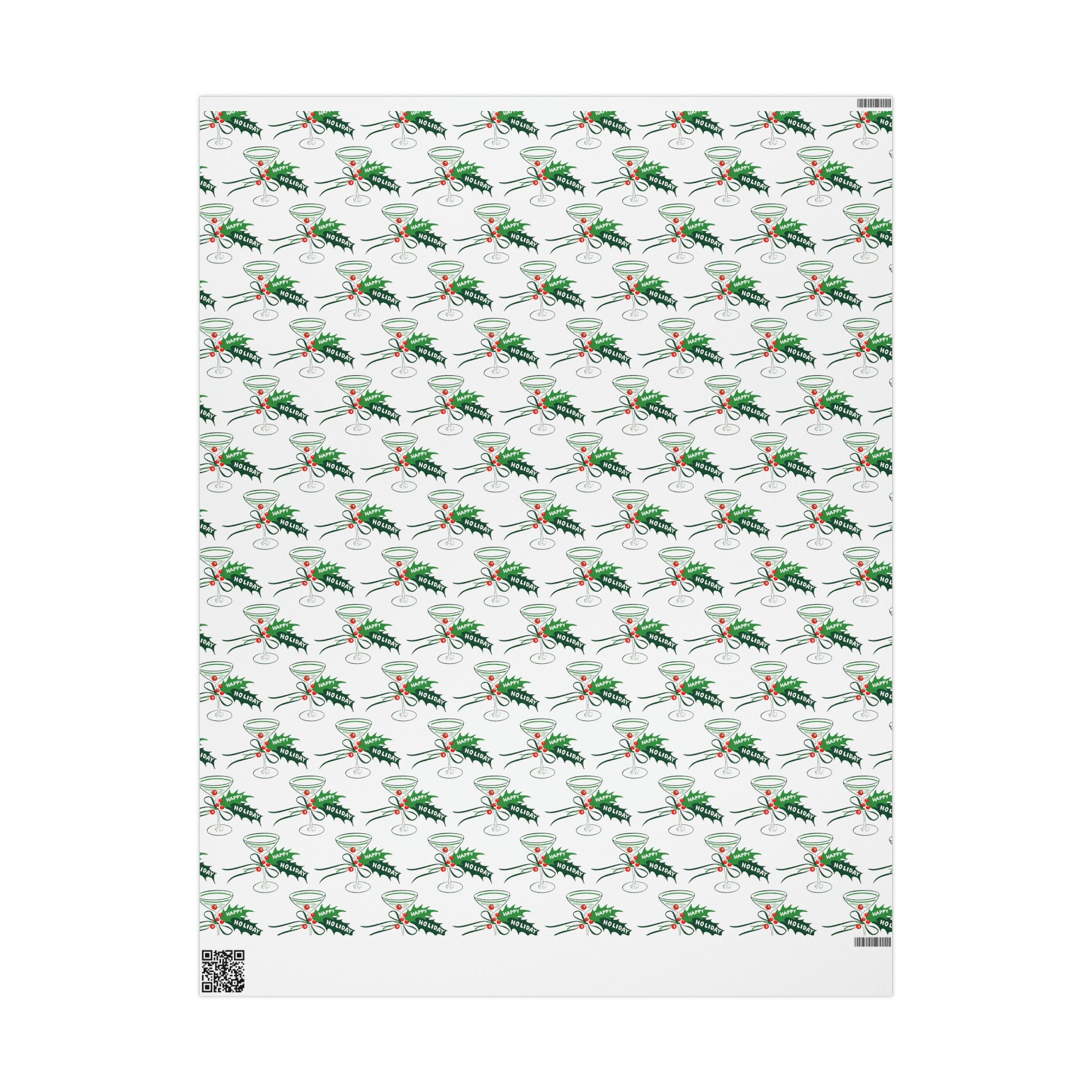 Happy Holidays Champagne Cocktails Mid Century Retro Christmas Print Holiday Gift Wrap Paper - Glossy Or Matte
