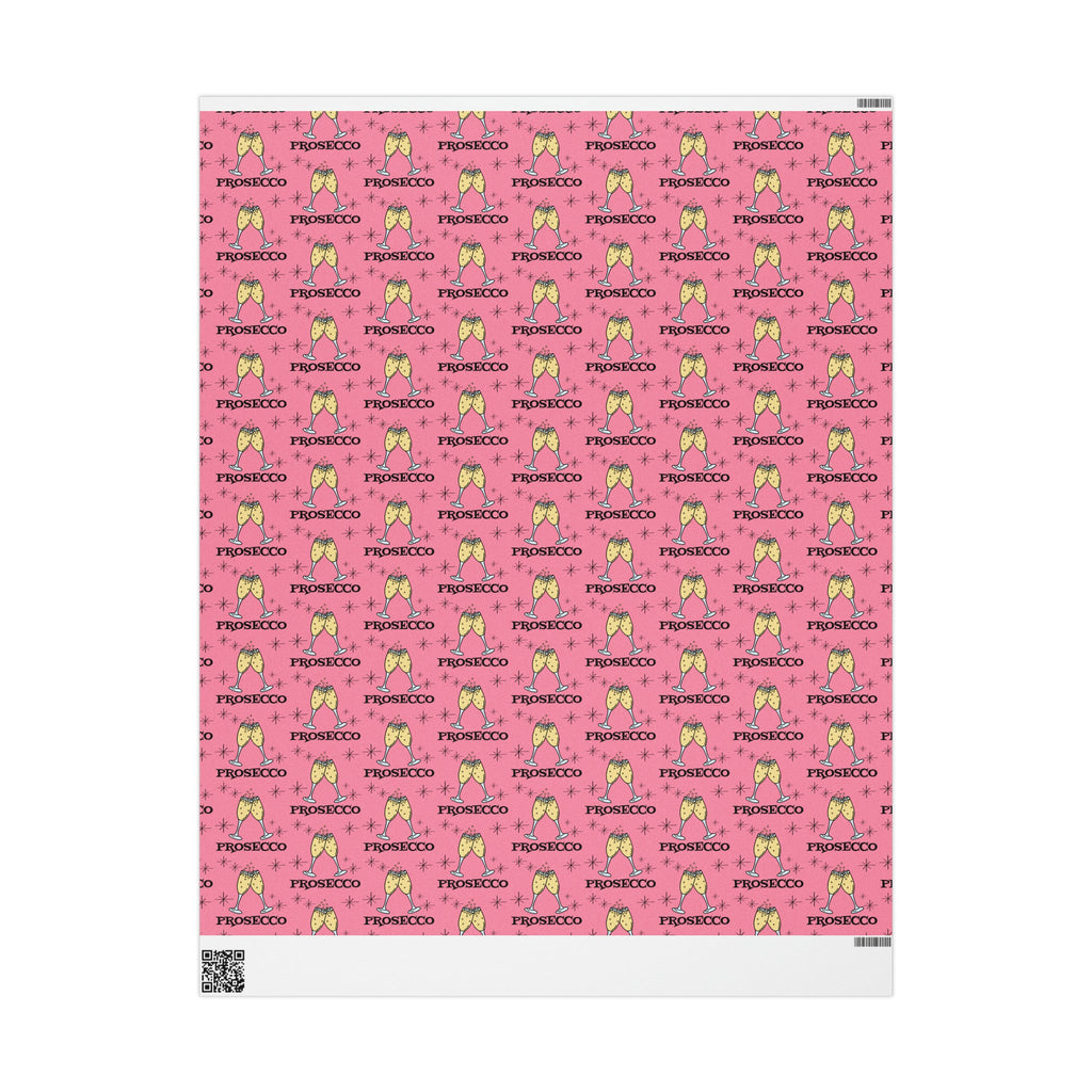 Prosecco Brunch Pink Atomic Retro Style Holiday Gift Wrap Paper - Glossy Or Matte