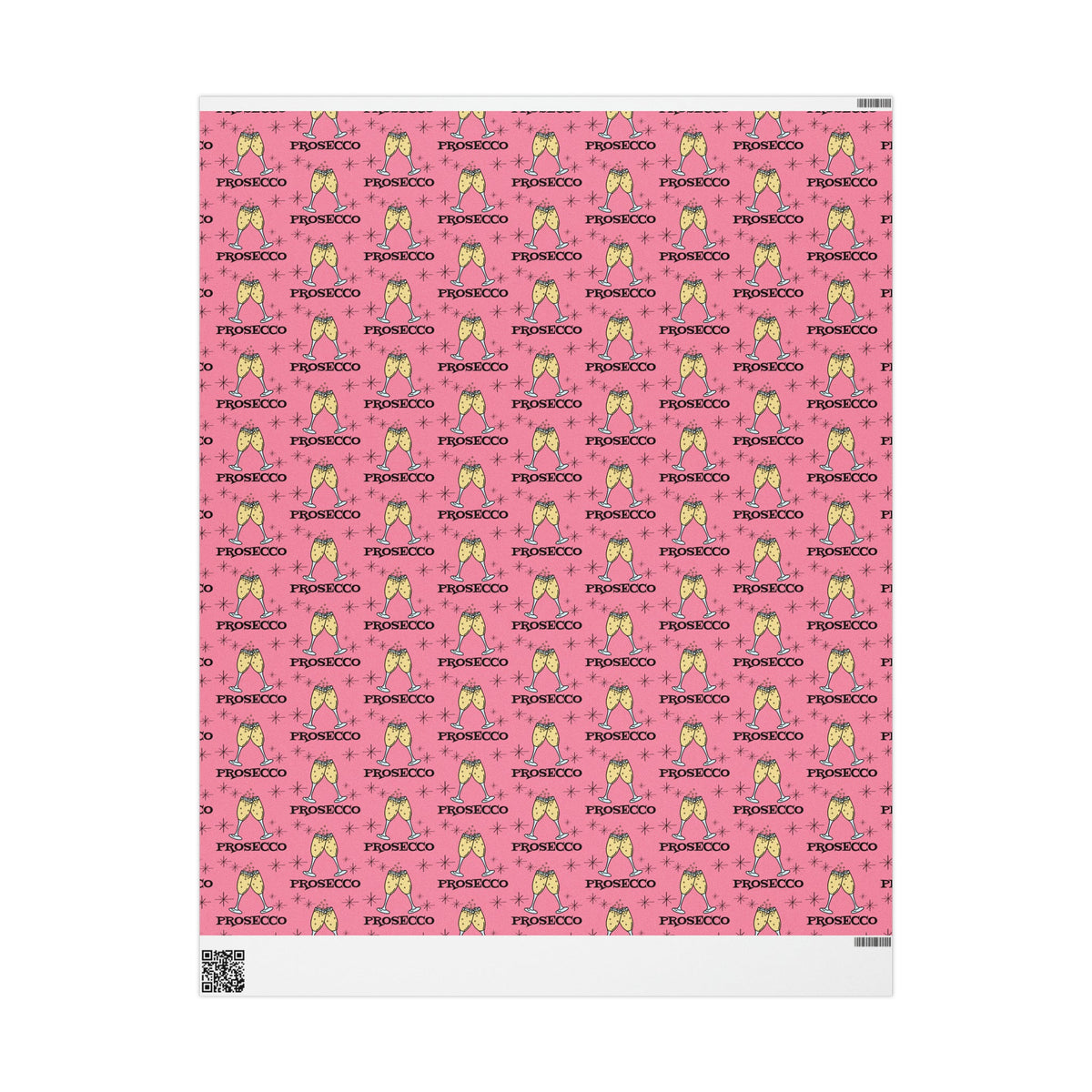 Prosecco Brunch Pink Atomic Retro Style Holiday Gift Wrap Paper - Glossy Or Matte