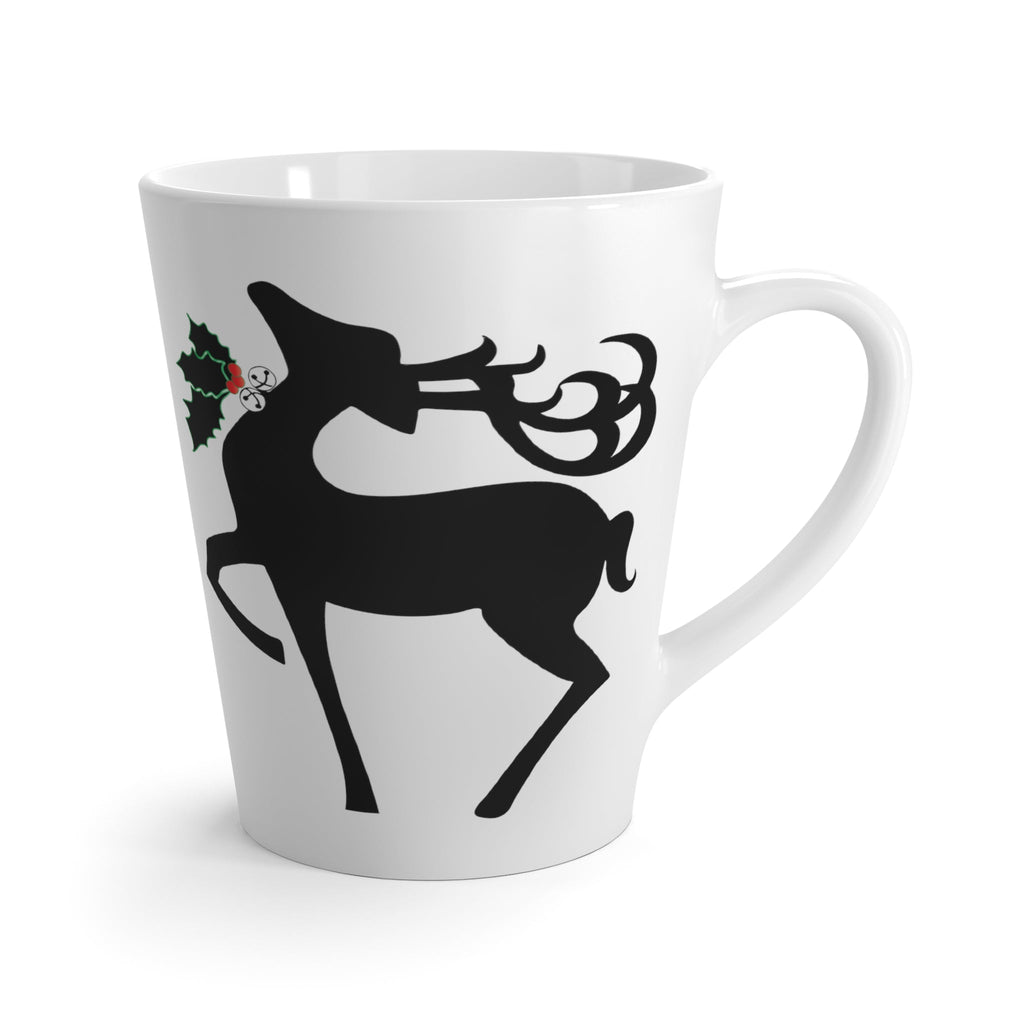 Christmas Reindeer Holly Retro Christmas Print Latte Coffee Mug